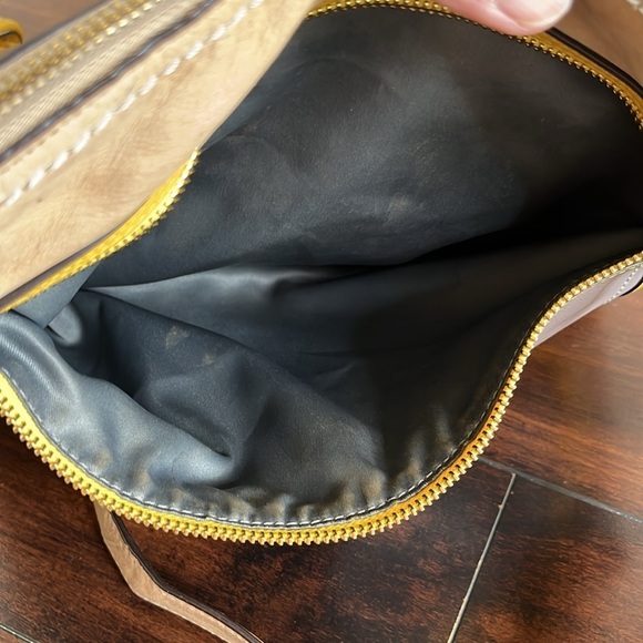 Coach Poppy Leather Colorblock Perri Hippie Covertible Bag Cream Yellow Mauve - Picture 7 of 16